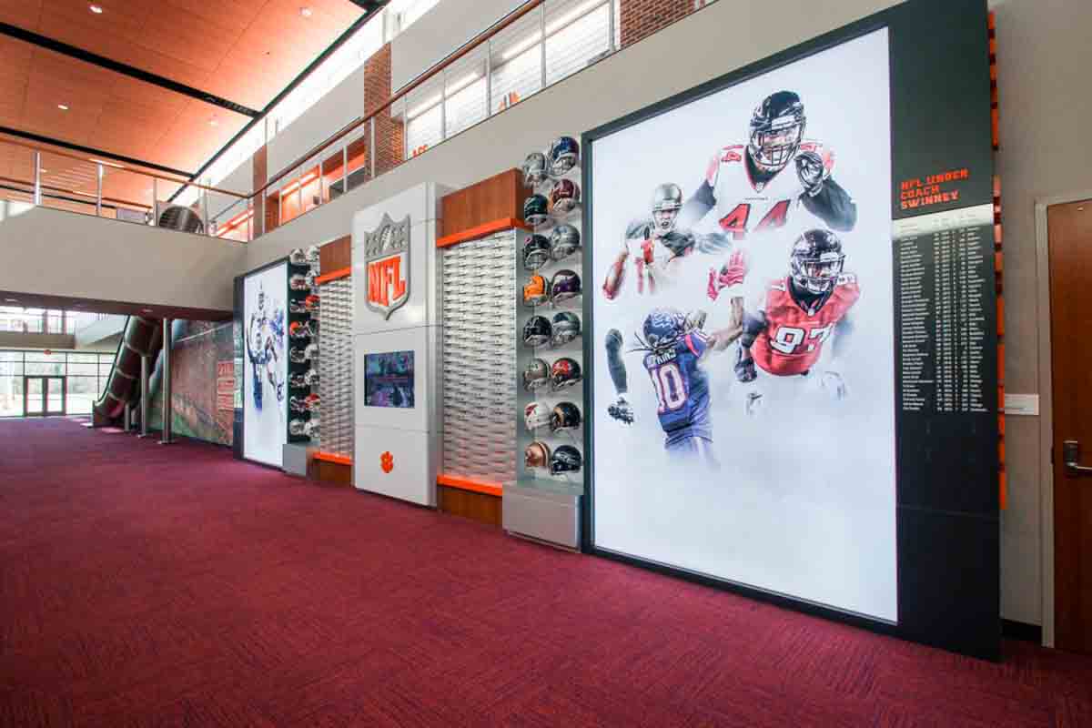 NFL team wall at Clemson